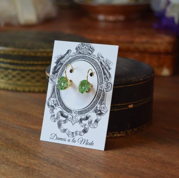 BLACK FRIDAY Mint Green Swarovski Earrings - Tiny Oval