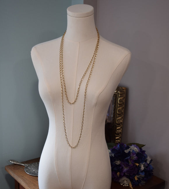 BLACK FRIDAY Very Long Golden faceted chain
