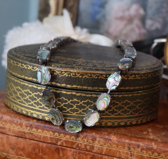 BLACK FRIDAY Mother of Pearl Collet Necklace - Medium Oval