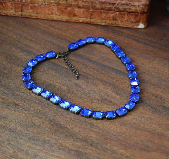 BLACK FRIDAY Sample Sale! Swarovski Sapphire Necklace - Small Octagon