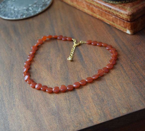 BLACK FRIDAY Carnelian lentil beaded necklace - Sample Sale