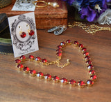 Dark Red Swarovski Crystal Collet Necklace - Small Round