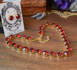 Dark Red Swarovski Crystal Collet Necklace - Small Round