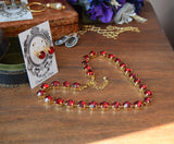 Dark Red Swarovski Crystal Collet Necklace - Small Round