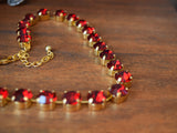 Dark Red Swarovski Crystal Collet Necklace - Small Round