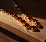 Dark Red Swarovski Crystal Collet Necklace - Small Round