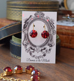 Dark Red Swarovski Crystal Collet Necklace - Small Round