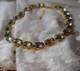 Rainbow Crystal Necklace - Large Oval