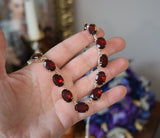 SILVER SALE! Garnet Red Crystal Collet Necklace - Medium Oval