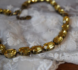 Golden Yellow Swarovski Crystal Necklace - Medium Oval