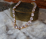 Light Pink Aurora Crystal Necklace - Medium Oval