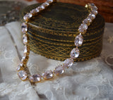 Light Pink Aurora Crystal Necklace - Medium Oval