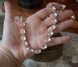Light Pink Aurora Crystal Necklace - Medium Oval