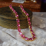 Bright Pink Swarovski Crystal Collet Necklace - Medium Oval