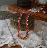 Bright Pink Swarovski Crystal Collet Necklace - Medium Oval
