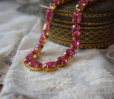Bright Pink Swarovski Crystal Collet Necklace - Medium Oval