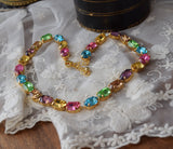Pastel Swarovski Crystal Harlequin Collet Necklace - Medium Oval