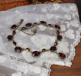 Garnet Swarovski Crystal Halo Necklace with Teardrop - Large and Tiny Oval
