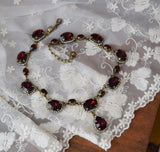 Garnet Swarovski Crystal Halo Necklace with Teardrop - Large and Tiny Oval