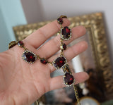 Garnet Swarovski Crystal Halo Necklace with Teardrop - Large and Tiny Oval