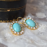 Light Turquoise Halo Earrings - Large Oval