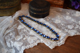 Sapphire Aurora Crystal Collet Necklace - Medium Oval