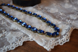 Sapphire Aurora Crystal Collet Necklace - Medium Oval