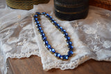 Sapphire Aurora Crystal Collet Necklace - Medium Oval