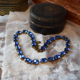 Sapphire Aurora Crystal Collet Necklace - Medium Oval