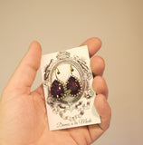 Amethyst Swarovski Halo Earrings - Large Teardrop