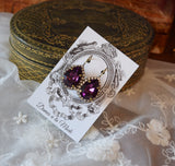 Amethyst Swarovski Halo Earrings - Large Teardrop
