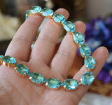 Aquamarine Swarovski Crystal Necklace - Medium Oval