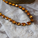 Orange Swarovski Crystal Necklace - Medium Oval