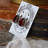 Garnet Swarovski Halo Earrings - Large Teardrop