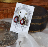 Garnet Swarovski Halo Earrings - Large Teardrop