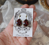 Garnet Swarovski Halo Earrings - Large Teardrop