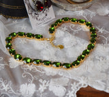 Olive Aurora Crystal Collet Necklace - Medium Oval