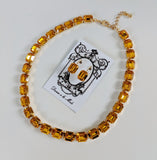 Light Orange Topaz Collet Necklace - Small Octagon