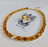 Light Orange Topaz Collet Necklace - Small Octagon