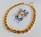 Light Orange Topaz Collet Necklace - Small Octagon