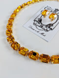 Light Orange Topaz Collet Necklace - Small Octagon