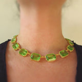 Peridot Green Crown Collet Necklace - Large Octagon