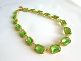 Peridot Green Crown Collet Necklace - Large Octagon