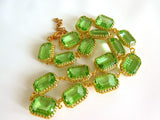 Peridot Green Crown Collet Necklace - Large Octagon