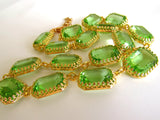Peridot Green Crown Collet Necklace - Large Octagon