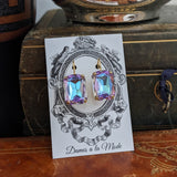 Pastel Rainbow Purple Aurora Earrings - Large Octagon
