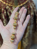 Renaissance Girdle Belt - Golden Fluted Beads - 50"