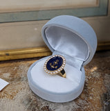 Faux "Enamel" ring with crystal halo - Anchor