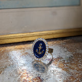 Faux "Enamel" ring with crystal halo - Anchor