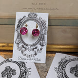 $10 Treats! Bright Pink Crystal Earrings - Small Round